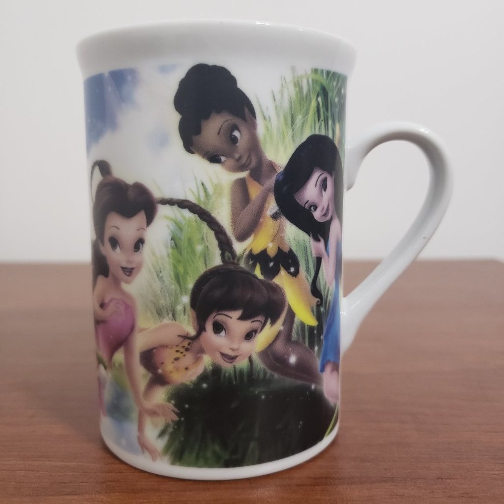 Disney Tinkerbell Fairies Mug 2010 White Base Retro Collectable